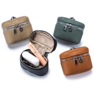 Nouveau sac à monnaie compact en cuir de vachette première couche style ins simple et portable sac à lipstick pour le cou sac à cosmétiques sac pour écouteurs