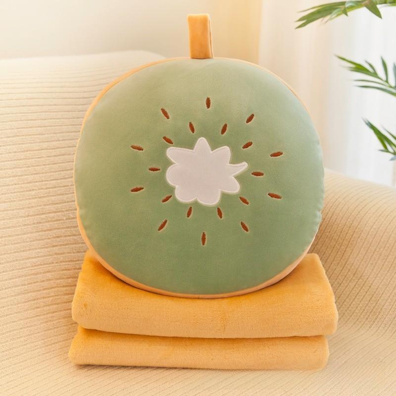Fruit Plush Pillow With Warmth Blanket For Summer Relaxation And Office Comfort