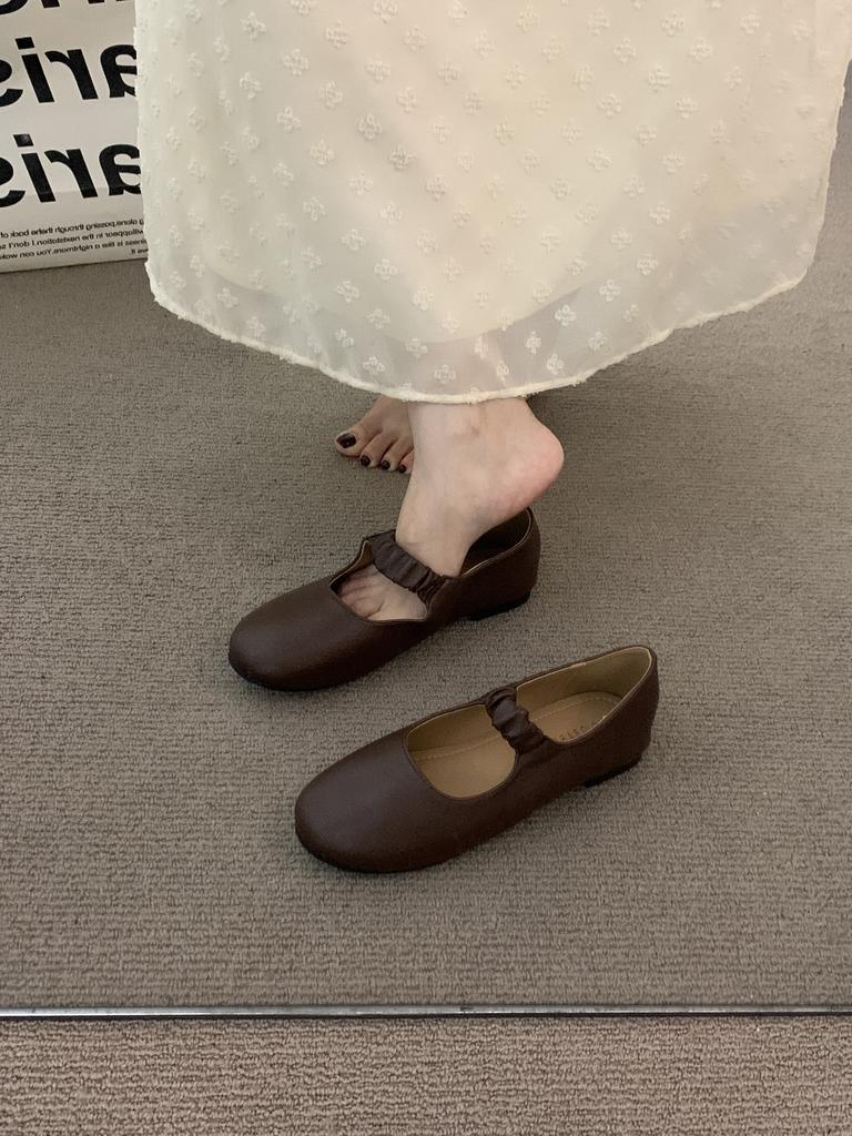 Flat Bottom Niche Mori Retro Coffee Mary Jane Single Shoes Women's 2025 Spring and Autumn Black Square Head Commuting Evening Shoes