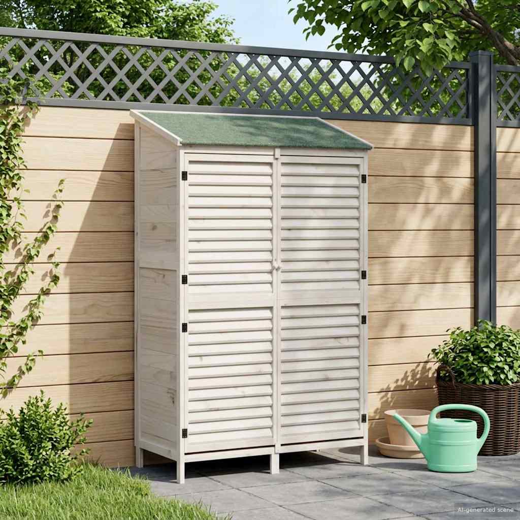 Garden Shed White 106 x 56 x 176.5 cm Solid Spruce Wood