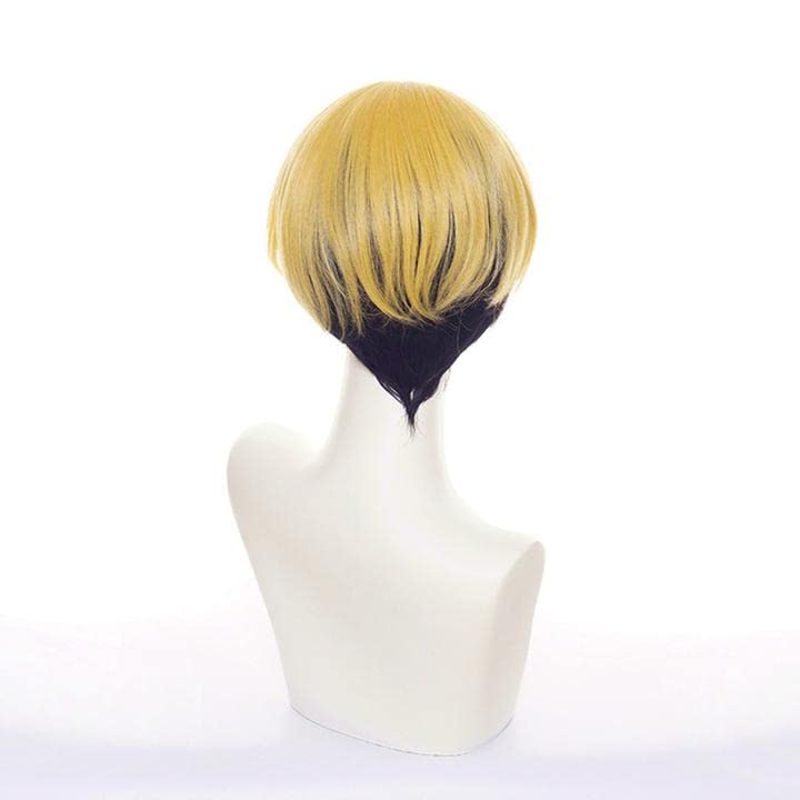 LVMEY Anime Cosplay Character Disguise Cosplay Cosplay Comic Market Cultural School with Wig Net Wig, Gold/Black Short, Heat-Resistant, Wig, Wig,