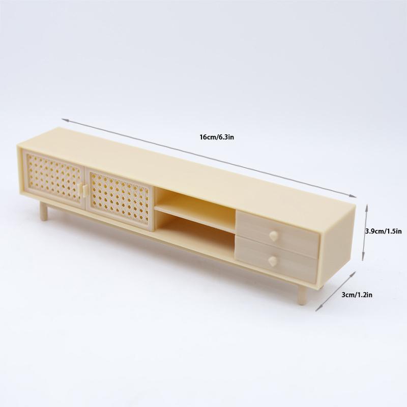 1/12 Dollhouse Mini Tv Cabinet Model Dollhouse Living Room Furniture Decoration Micro Scene Photo Props Pretend Play Toys
