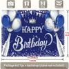 2D Glitter Silver Champagne Happy Birthday Backdrop Banner for Masculine Party Supplies