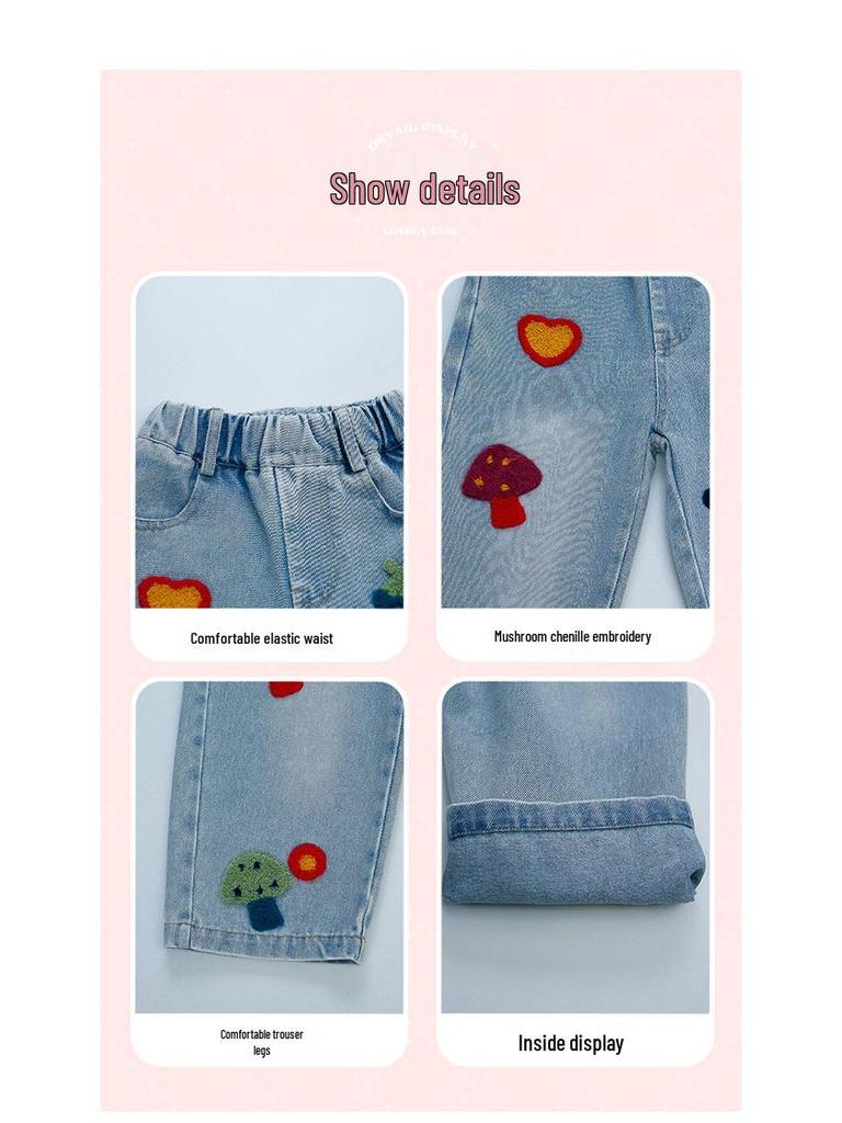 Fashionable Girls' Loose-Fit Wide-Leg Jeans - Spring & Autumn 2025 Collection