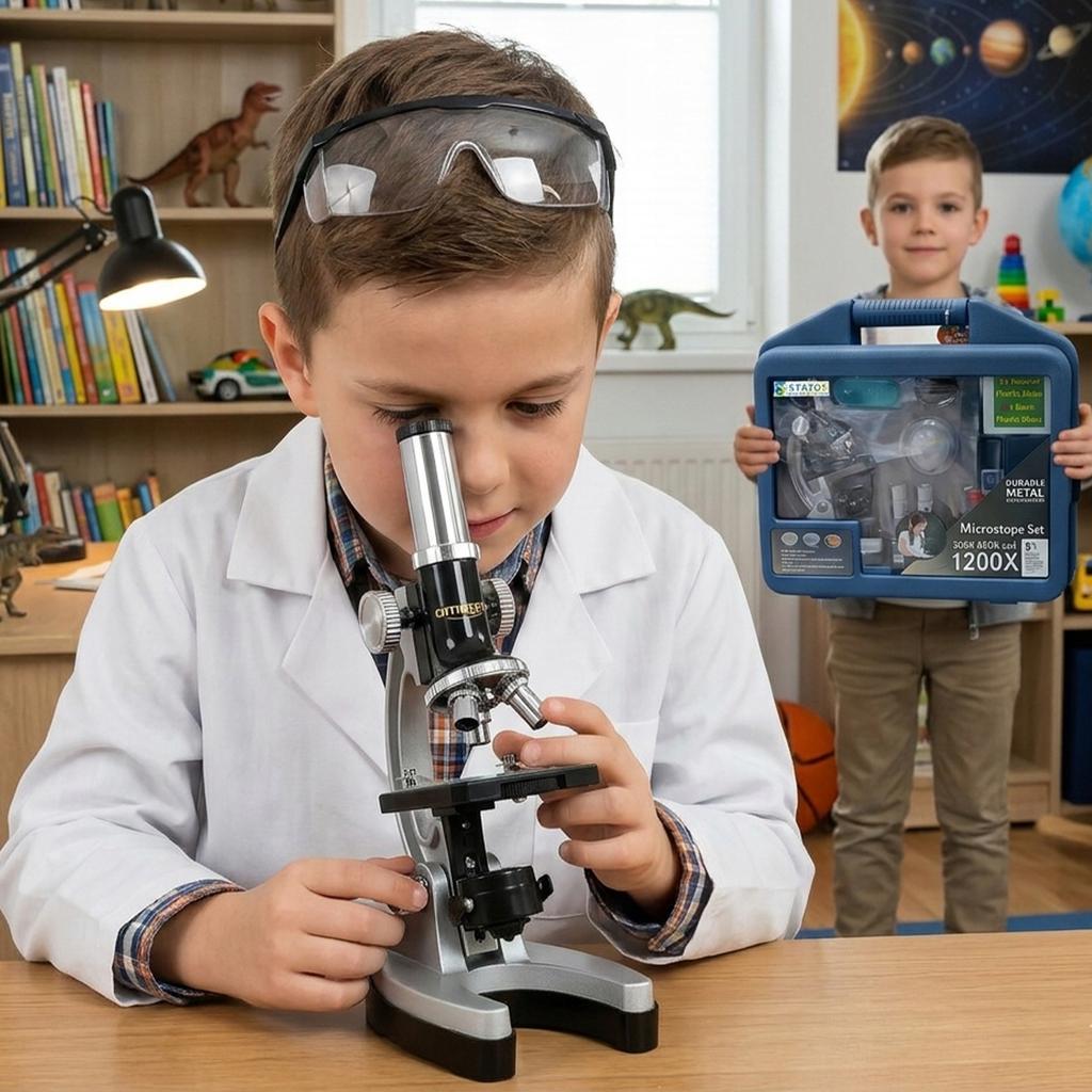 [PACZB] Educational microscope for children, suitcase, magnification 300x-1200x, set of 28 pieces, Z3309