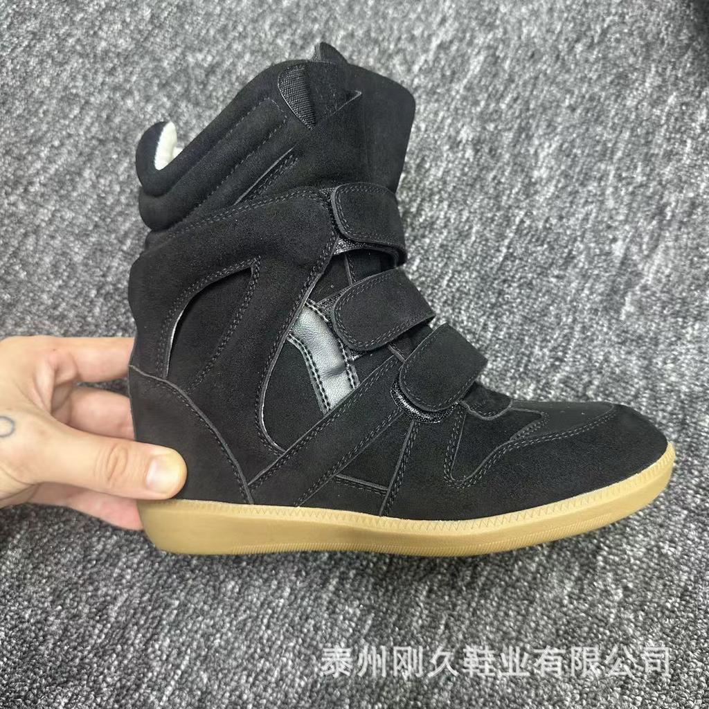 Versteckter interner Höhenzuwachs High-Top Damen Schuhe Farbabstimmung Flachboden Lässige Klettverschluss Sneaker Damen