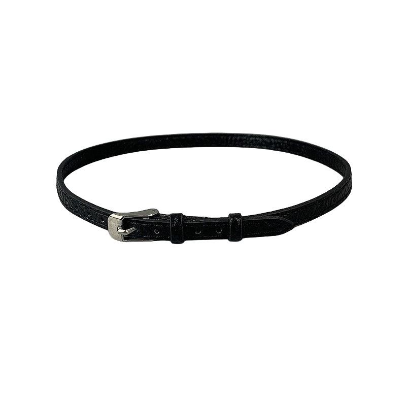 Simple And Versatile Black Belt Buckle Choker Collar Women'S Thin Niche Hottie Punk Neck Chain Leather Neck Autumn And Winter