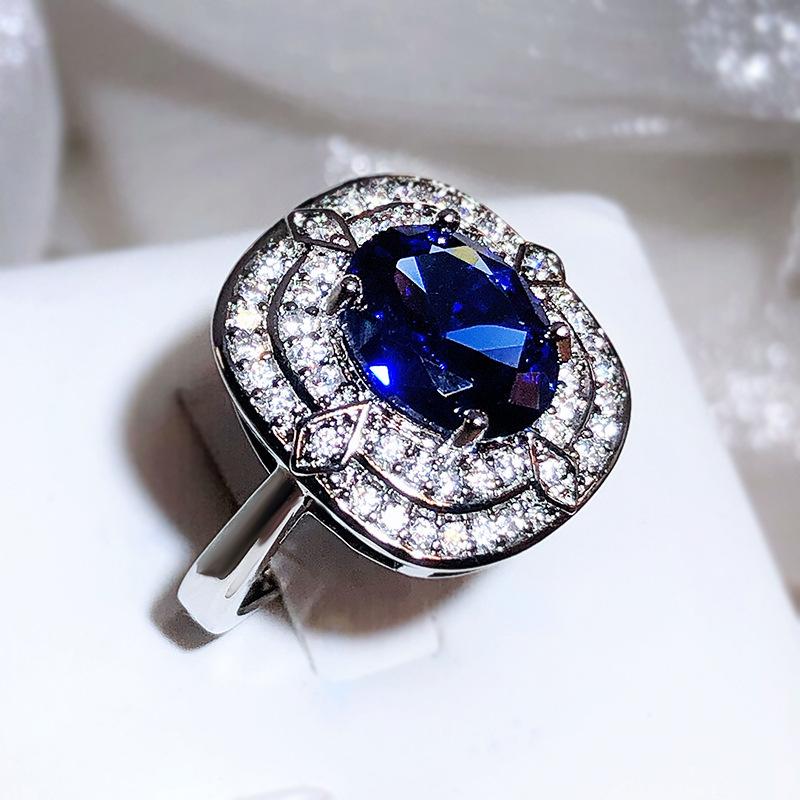 Japanese and Korean Popular Jewelry Micro Set Diamond Water Drop Zircon Simulated Diamond Flower Head Ring