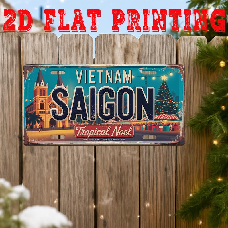 

Vietnam Saigon Tropical Noel D Flat Printing License Plate Style Metal Tin Sign Festive Vietnamese City Themed Decorative Alum 15x30cm(5.9x7.8inch)