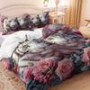 Couple Pink Tiger Rose Quilt Cover Set 1 Quilt Cover + 2 Pillowcases Home Four Seasons Dormitory High-Definition Printing