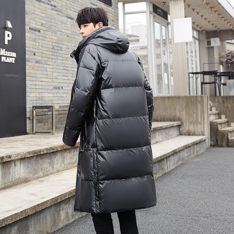 Down Jacket Men's Medium and Long Winter New Glossy Thickened Warm Men's Winter Coat