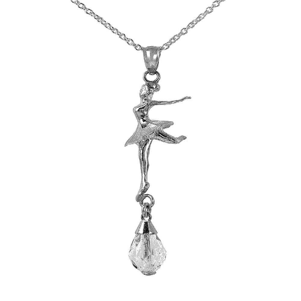 Creative Fashion Boutique Jewelry Ballet Girl Crystal Pendant Necklace Water Drop Shape Crystal
