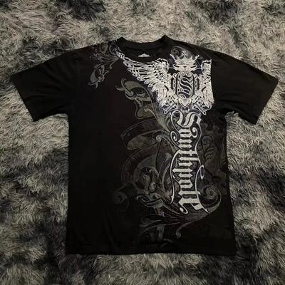 Klassischer Y2K Gothic Style T-Shirt Print Oversized T-Shirt High Street Shirts Gothic Rundhals Baumwoll-Tops Neues Herren Damen T-Shirt