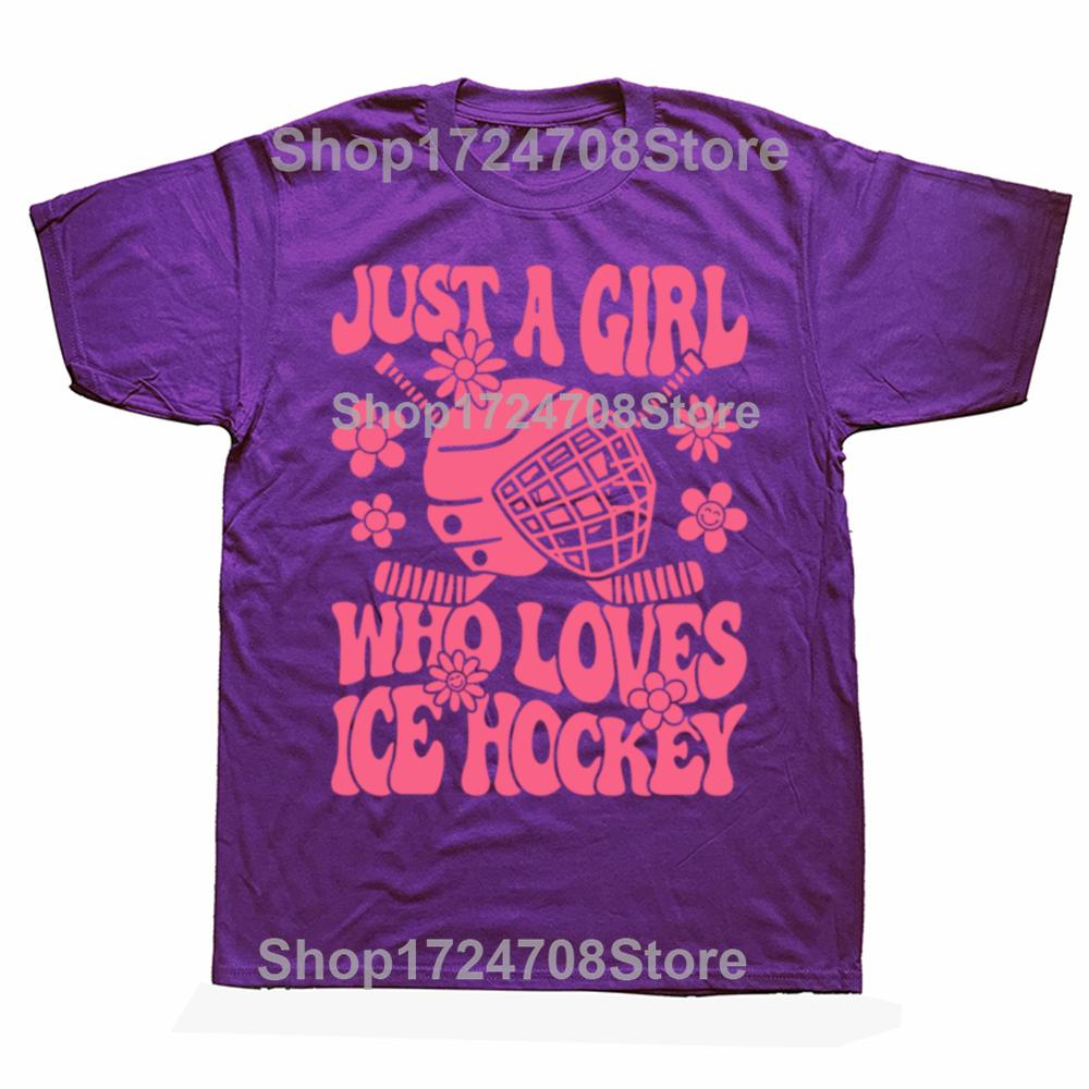 Funny Just A Girl Who Loves Ice Hockey Player T-shirts Men Women's Fashion Casual Tshirt 100% Cotton Loose Oversized T Shirt
