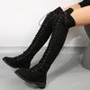 2026 New Winter Foreign Trade Large Size Long Boots European and American Round Head Strap 43 Size Women's Boots Leather Boots