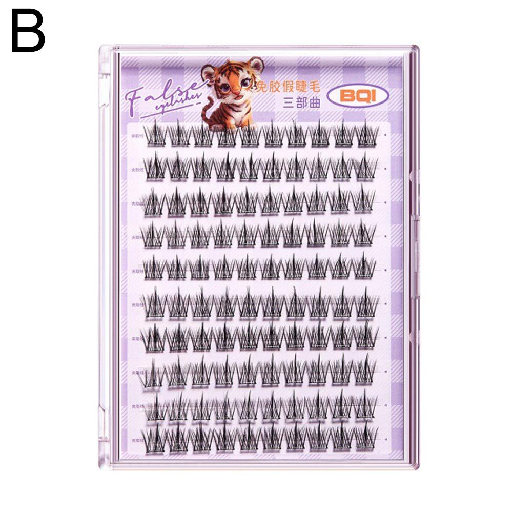 10 Rows Large Capacity Glue-free False Eyelashes Single Cluster 10-12MM C-curled Natural Self-adhesive False Eyelashes