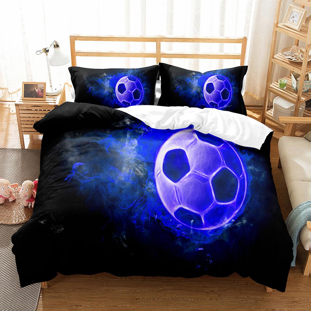 Soccer Duvet Cover Set King Queen Size Sport Theme Bedding Set For Kids Boys Girls Comforter Cover With Pillowcase Bedroom Decor