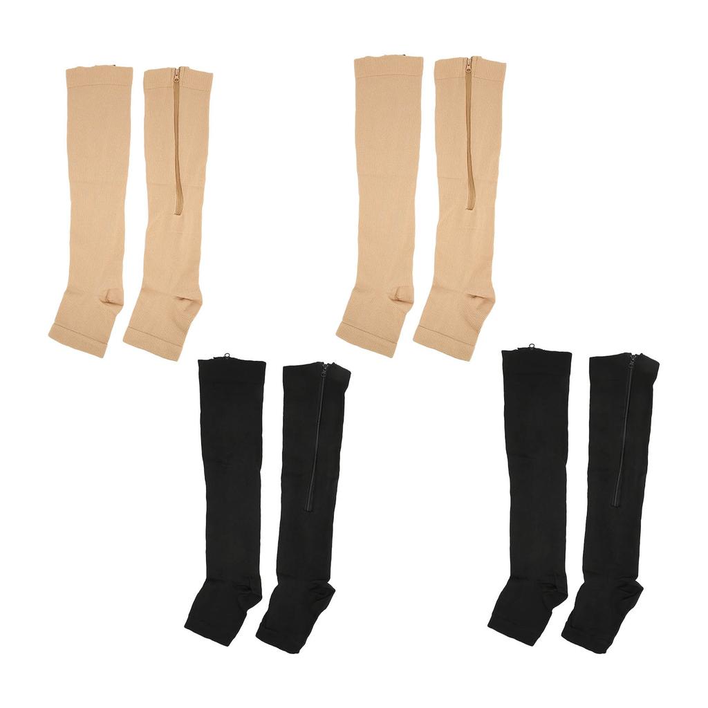 Nylon Compression Stockings Zipper Design Promote Blood Circulation Open Toe Compression Stockings