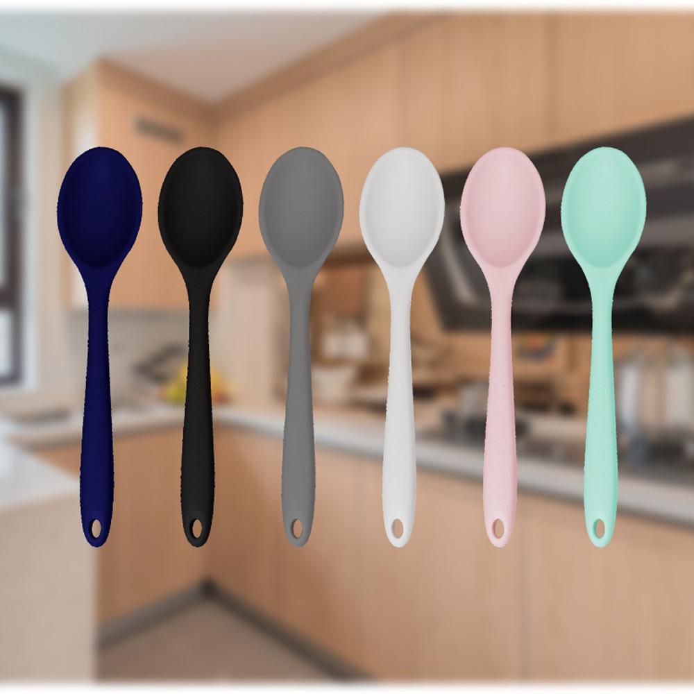 Silicone Cake Kitchen Utensils Dessert Stirring Spoon Dinnerware Flatware Soup Spoon
