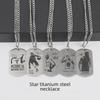Basketball Star Logo Titanium Steel Pendant Necklace with Custom Lettering