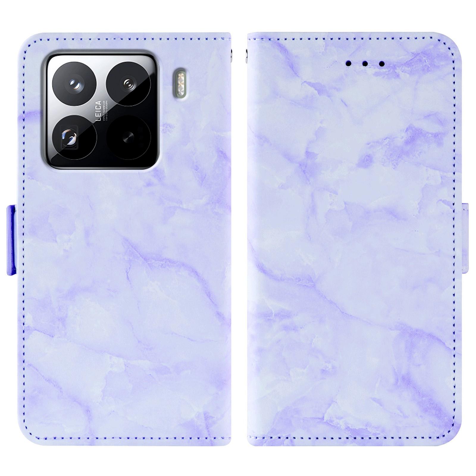 

For Xiaomi 15 Pro Leather Case Marble Pattern Phone Wallet Stand Cover with Wrist Strap