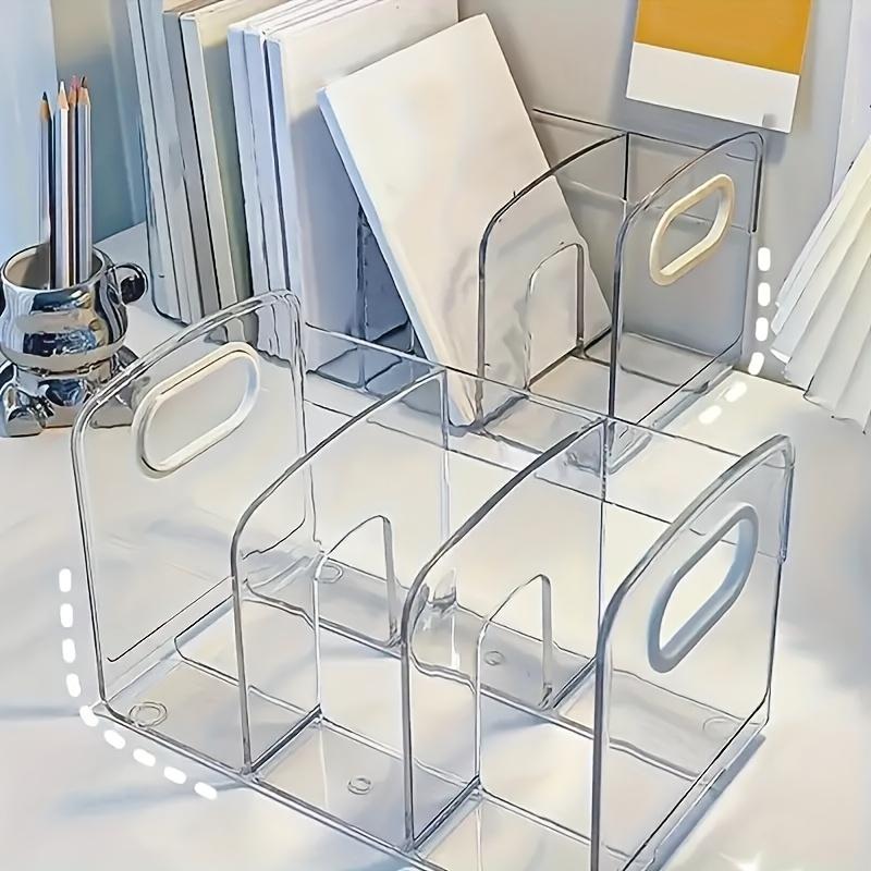 Organizador de Mesa Elegante em Acrílico Transparente para Material de Escritório - Material PP Durável Porta-Arquivos de Mesa Transparente e Estante