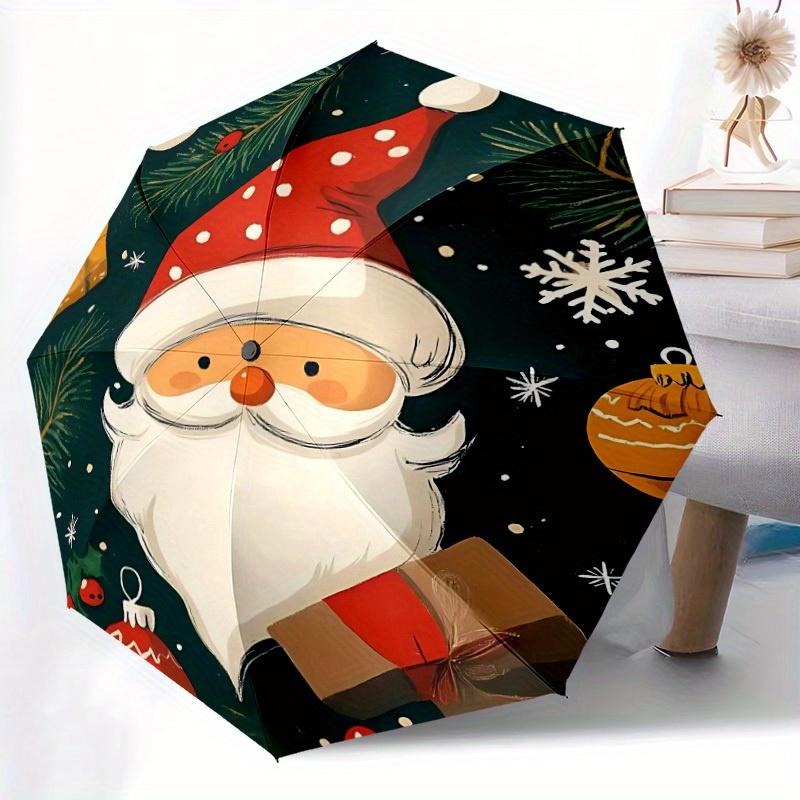 1 Stück Weihnachten Weihnachtsmann Automatisches Öffnen/Schließen Regenschirm, Tragbarer Faltregenschirm für den täglichen Gebrauch yy250826069