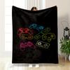 Neon Game Controllers Pattern Warm Blanket Design Flannel Blanket for Bedroom, Living Room, Sofa, and Nap.
