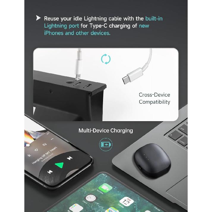 TPARTS Muti-Ports USB Hub For Tesla Model 3 Highland 2024+/Model Y Juniper 2025+, Center Console Hidden Fast Charger With Retractable Cable Model 3/Y