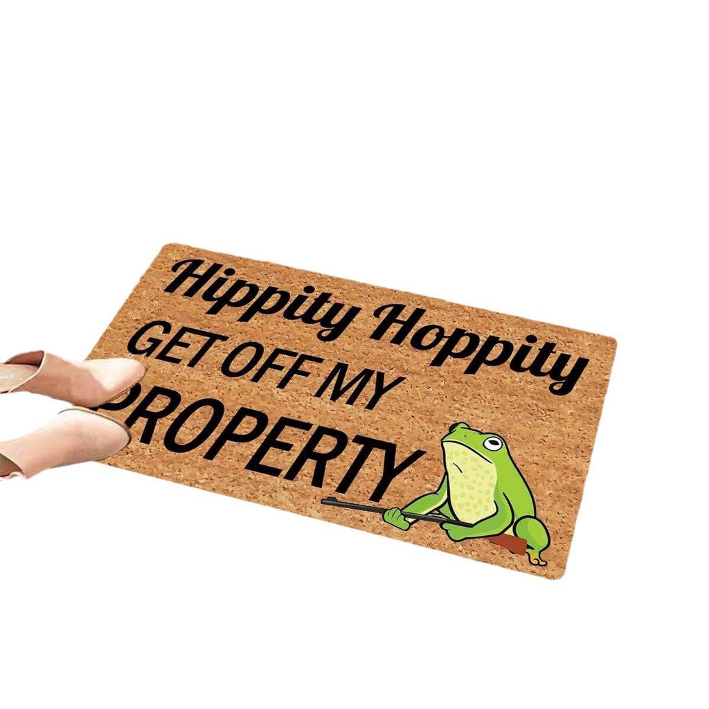 Fun Text Frog Pattern Crystal Velvet Entrance Door Mat Comfortable Dirt-Resistant Wear-Resistant Easy To Take Care Of Universal Floor Mat