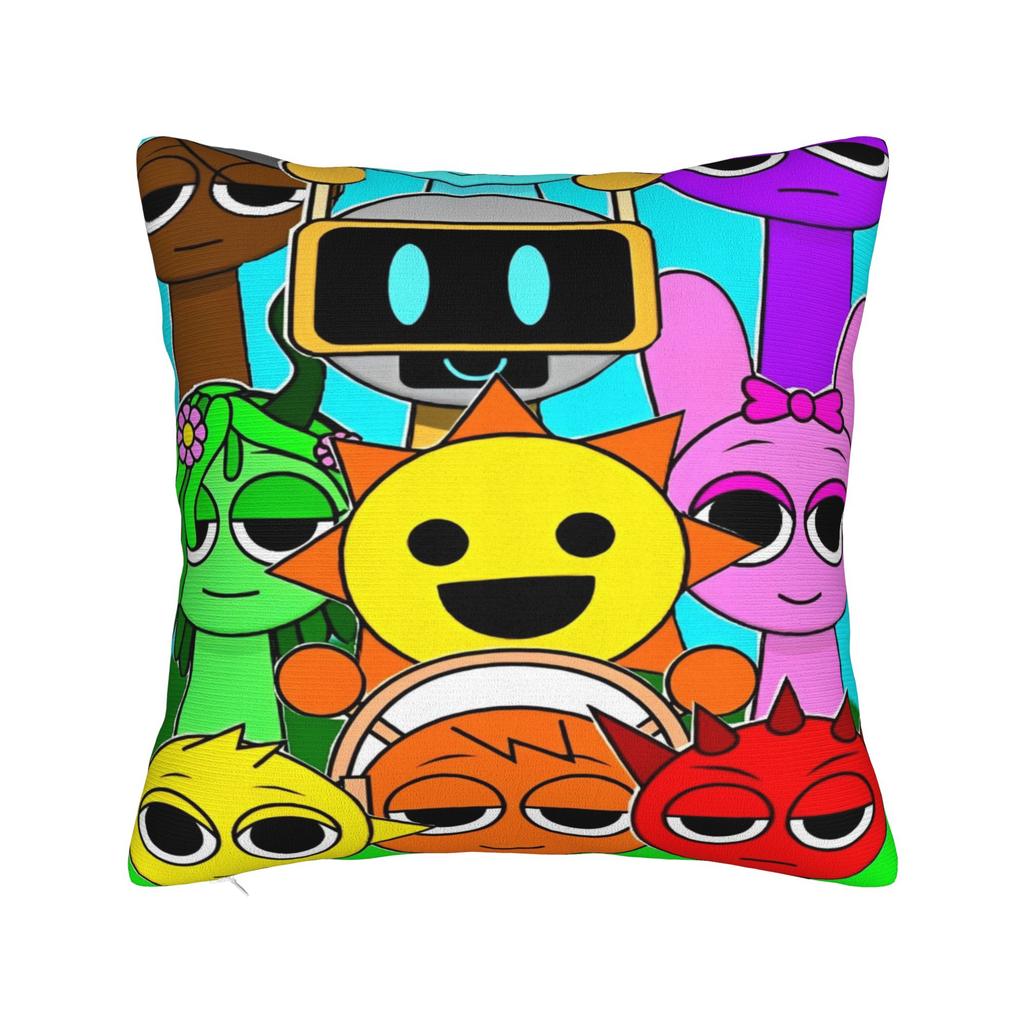Sprunki Grey Oren Funbot Square Pillow Covers Polyester Home Beats Game Cushion Case Cool Home Decoration Pillowcase