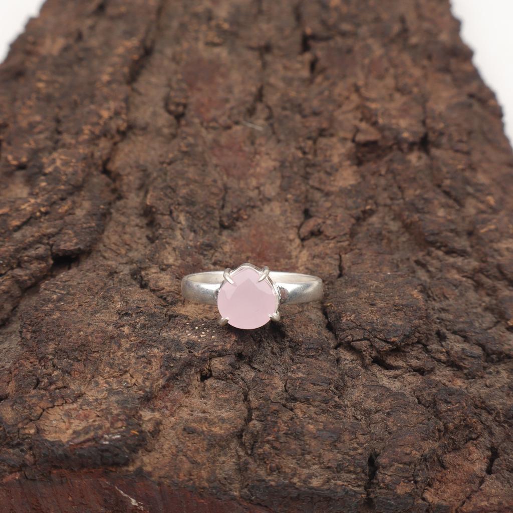 Heart Rose Chalcedony Stone 925 Silver Statement Sisters Day Ethnic Ring Jewelry RR-43-8