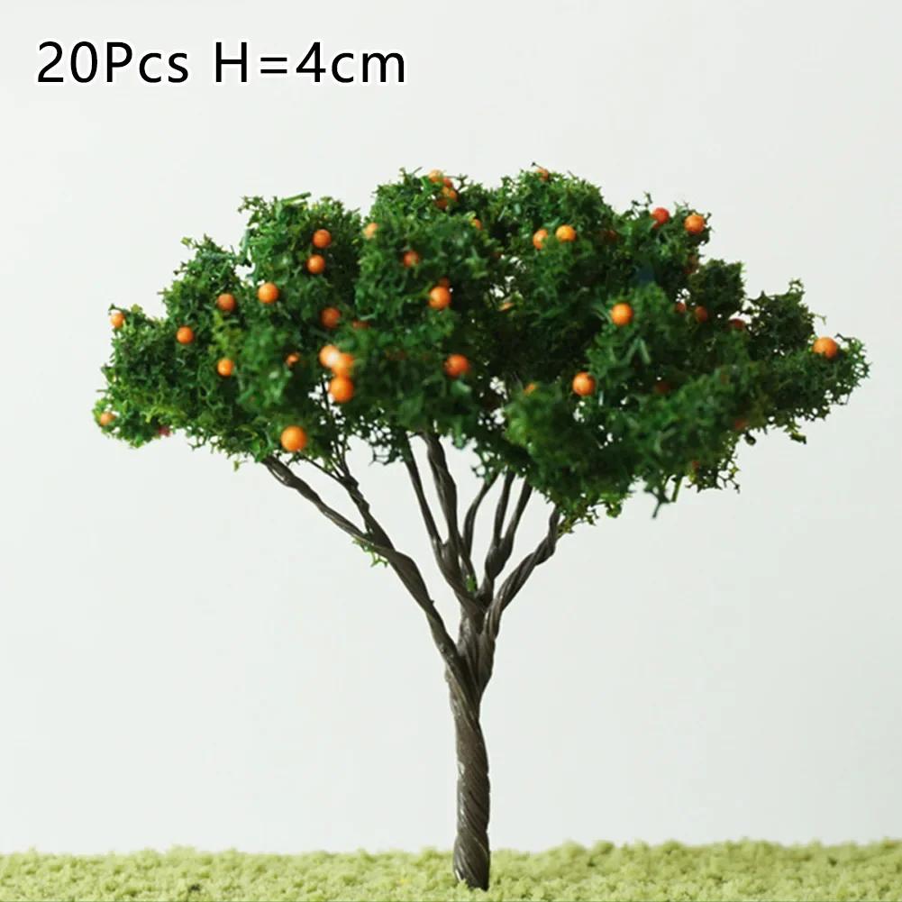 20Pcs Orange Fruit Model Trees 4cm Model Train Diorama Garden Orchard Scenery Scale Tree Building Model Roadway Decorate China Mainland