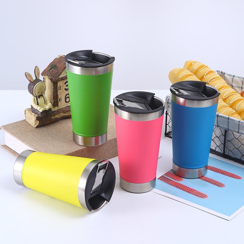 Kapacitet Affärsölmugg304 Rostfritt Stål Vakuum Portabel Bilmugg med Kapsylöppnare Ölmugg Stor Kapacitet Affärsölmugg