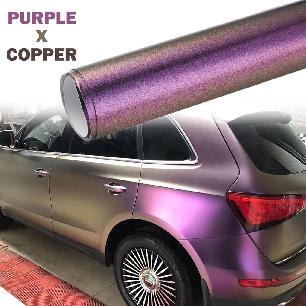 Purple to Copper Matte Metallic Chameleon Vinyl Wrap Color Change DIY Vehicle Vinyl Film, 59.84'' x 11.8''