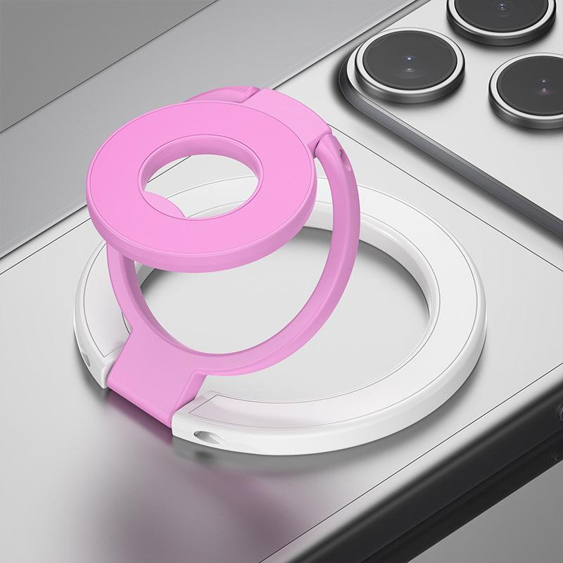 New Color Block Magnetic Phone Holder: Strong Three-Fold, Double Ring Finger Buckle for Versatile Use Three-Fold