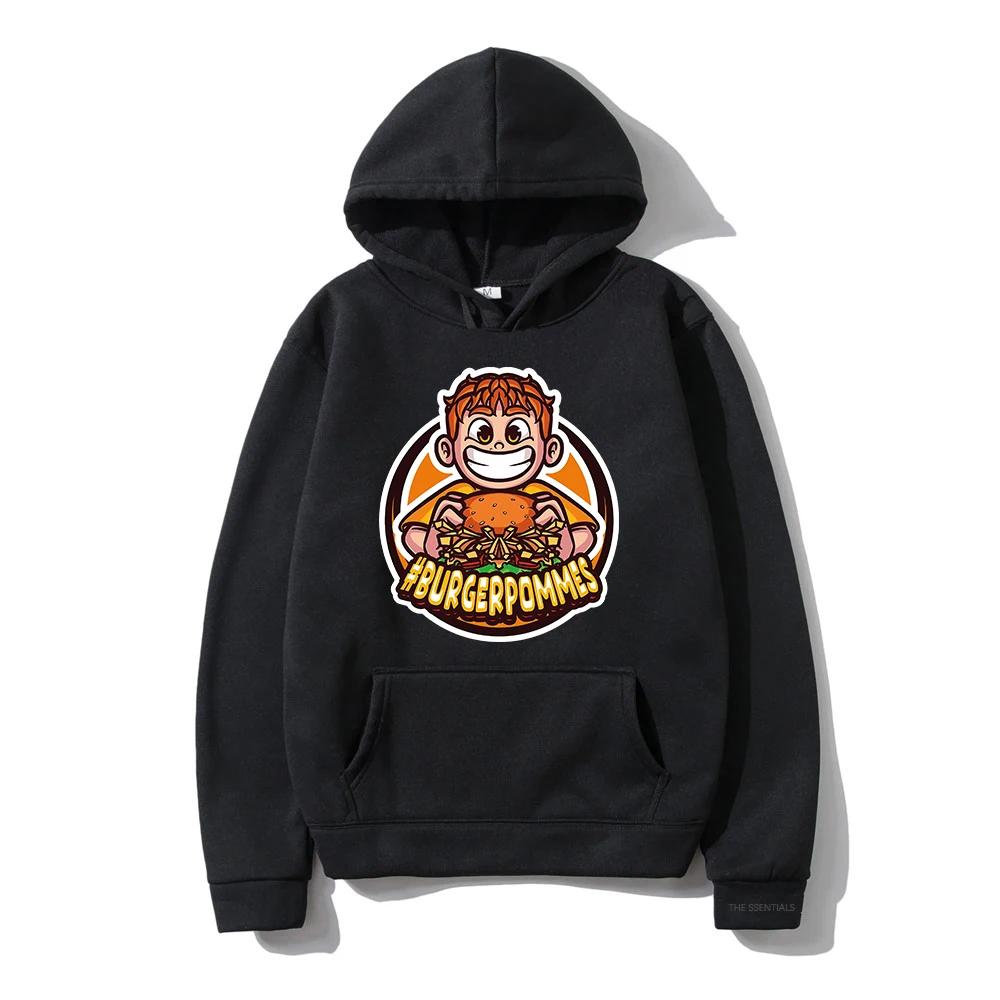 Burgerpommes 2 Hoodies Mode Street Hoodies Geeignet für Männer und Frauen Herbst/Winter Warme Lässige Hoodies Sweatshirts