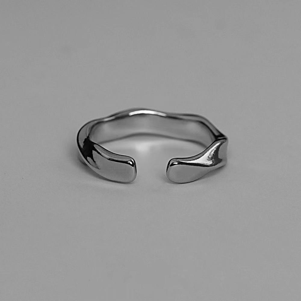 Mobius Wave Ring Silver Color Alloy Open Ring For Women Simple Retro Men Jewelry Trend Accessories