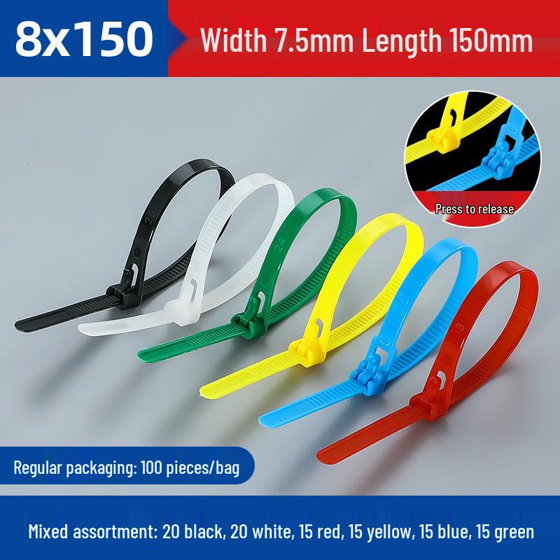 Adjustable Colored Nylon Zip Ties with Widened Plastic Buckle - Reusable Cable Straps