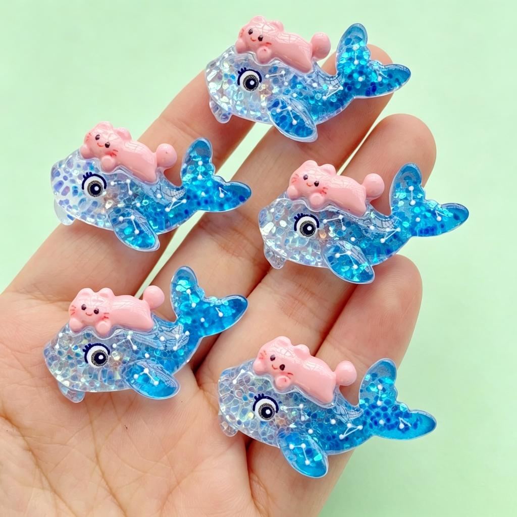 10Pcs Kawaii Ocean Shell Animal Resin Charms Flatback for DIY Ornament & Phone Case Decor