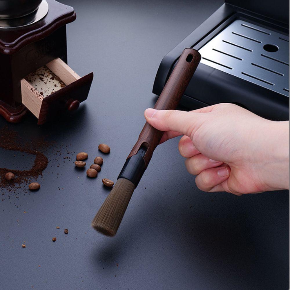 Flexible Coffee Cleaning Brush Wood-Grain Handle Coffee Grinder Cleaning Brush  Home Kitchen