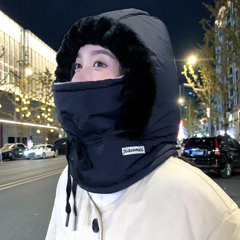 Winter Lei Feng Fleece-Lined Hat: Thick, Cold-Proof, Mask & Scarf Integration, Outdoor Windproof Cycling Balaclava