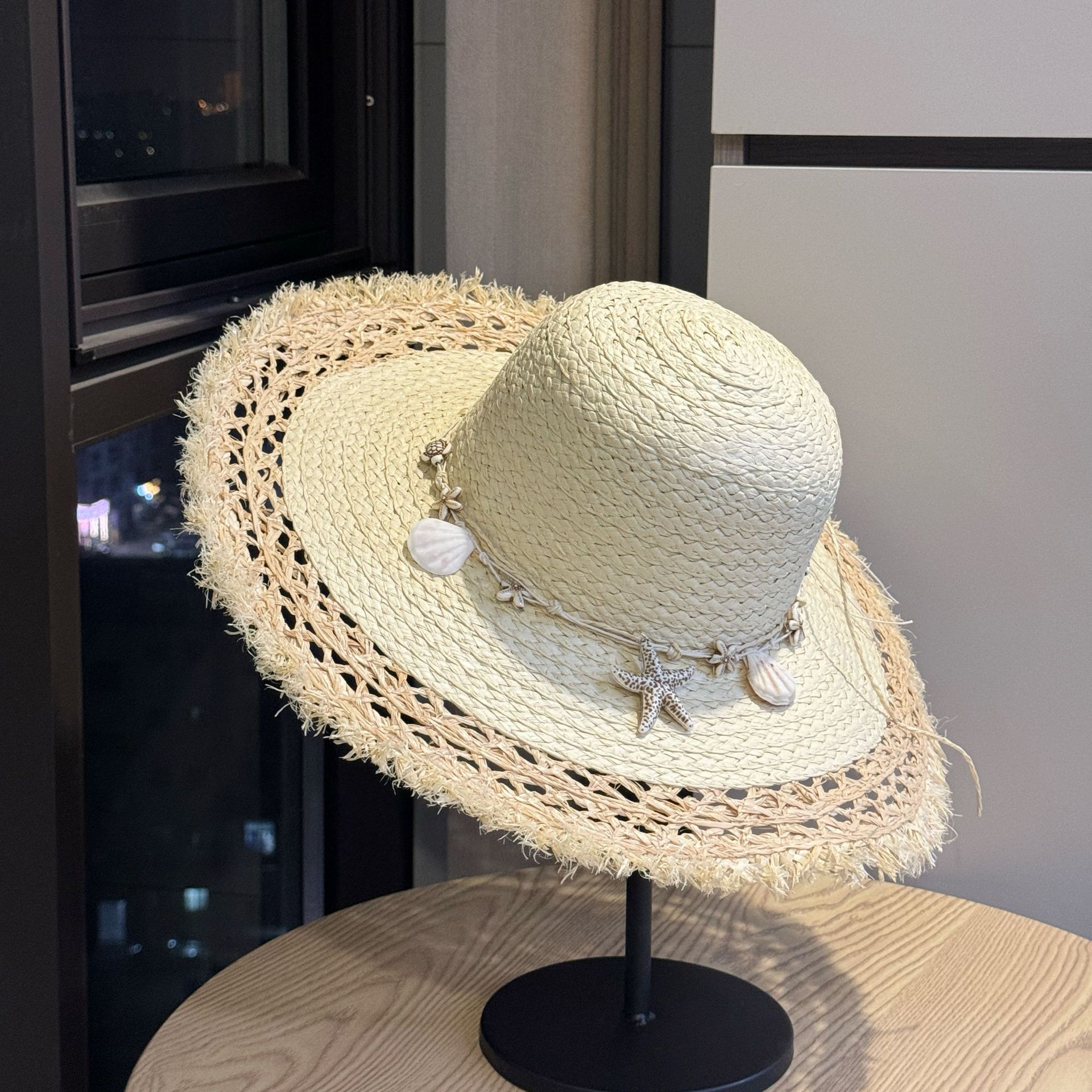 

New style women s raffia straw hat for summer seaside vacation, large brim sun protection hat, beach sun hat2026 Adult54-60Adjustable бежевый