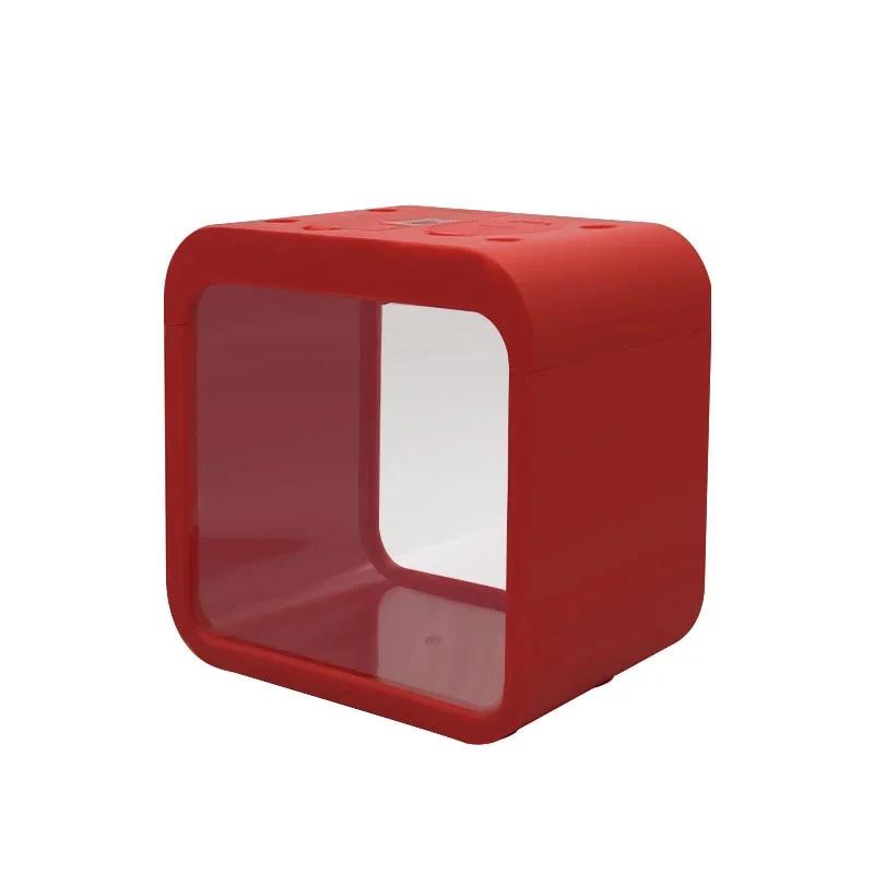 

Креативный аквариум, прозрачный, небольшой, светодиодный светильник, ящик для разведения рыбок Betta, строительные блоки для мини-аквариума с золотыми рыбками, изоляционная коробка красный