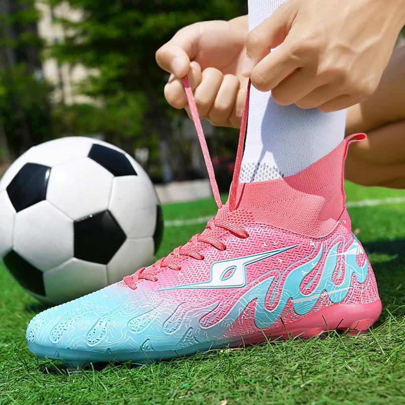 Football Boots Are Lace-up High Elastic Socks Training Artificial Grassland Outdoor Sports Training Football Shoes
