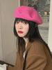 Dámský fialový vlněný baret: Klobouk se širokou krempou, Vintage britský, korejský a japonský styl pro podzim/zimu