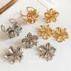 Metal smooth flower opening ring stud earrings bracelet set temperament light luxury high sense exaggerated jewelry women