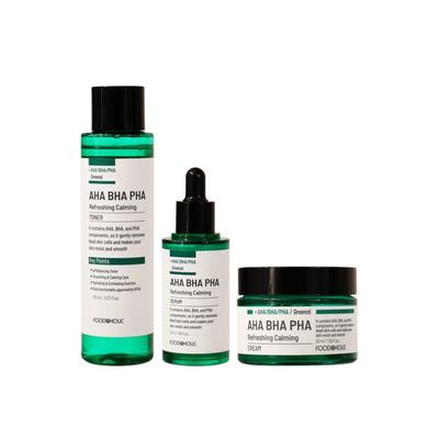 AHA BHA PHA Refreshing Cica Calming 3-piece Set (toner + Serum + Cream) / Whitening, Wrinkle Improvement, Sebum Control, Moisture Management