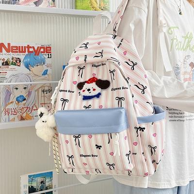 New High-value, Fresh, Sweet and Cute Bow Puppy Backpack, Junior High School Student Backpack