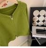 Avocado Green Double Zipper Knit Cardigan Sweater – Slimming, Versatile, Short Outerwear for Women
